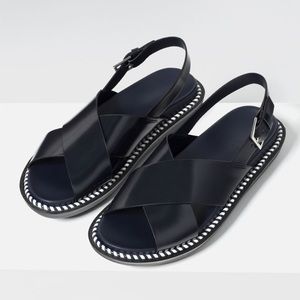 ZARA Cross Strap Sandals NWOT