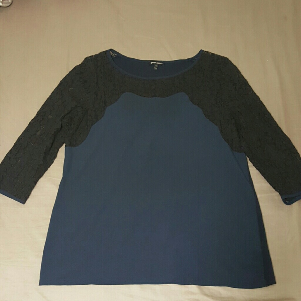 Juicy Couture Lace and Knit 3/4 sleeve top