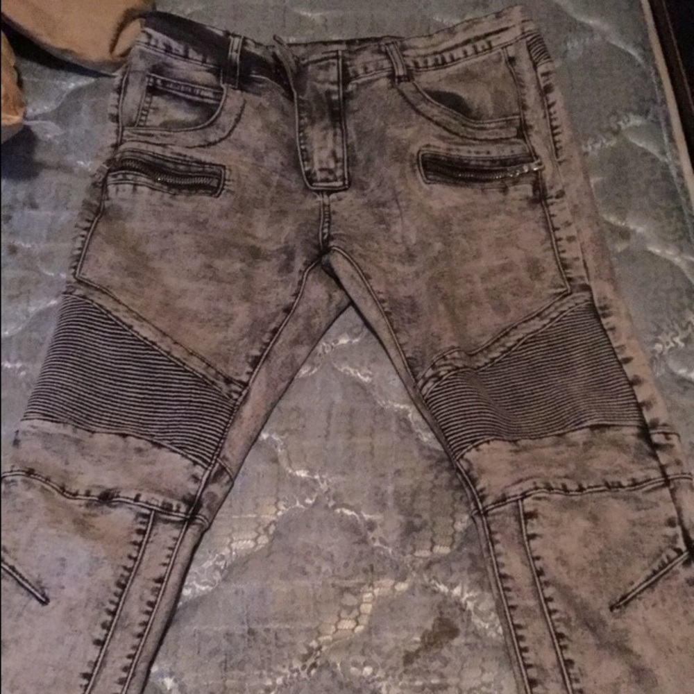 Grey Balmain Biker Jeans