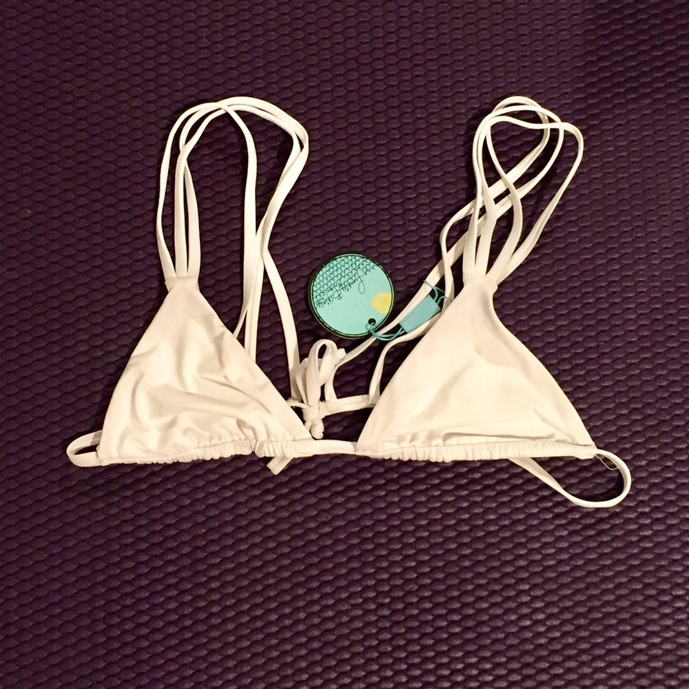 White 3 strap Frankie's Bikini Top