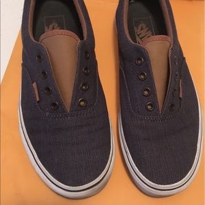 Barely worn denim & brown leather vans.