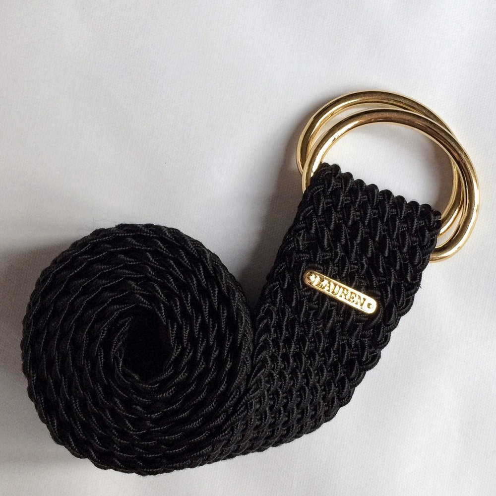 Lauren Ralph Lauren Black & Gold Cinch Belt