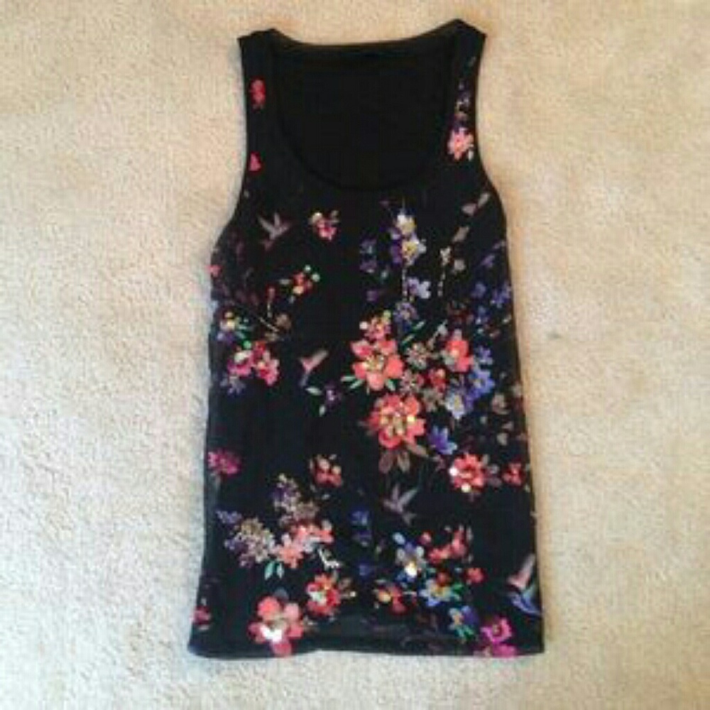 Express Floral Sequin Top