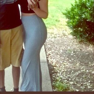 Black and white striped maxi skirt