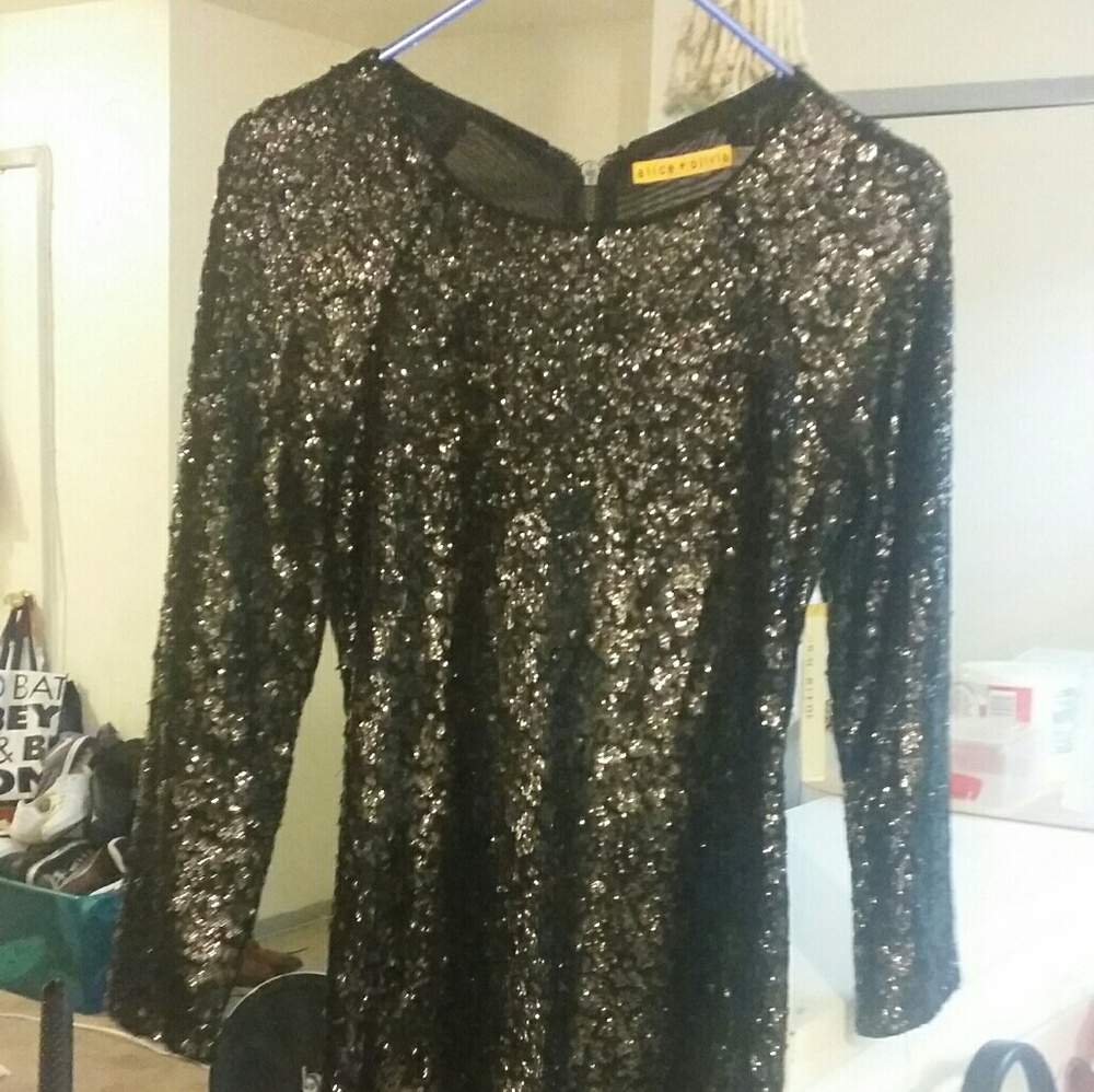 Alice and olivia nika zip back sequin dress