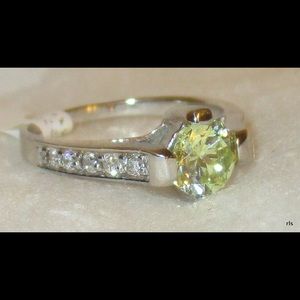 925 Sterling Silver Peridot Ring Topaz Accents