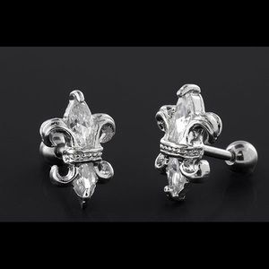 16g Gemmed Fleur de Lis Barbell Piercing