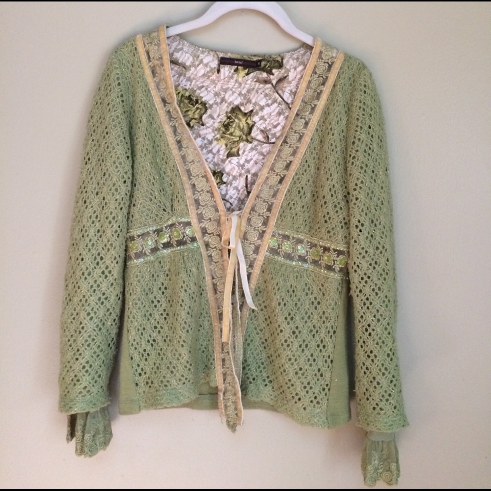 Romantic Green and Gold Sweater