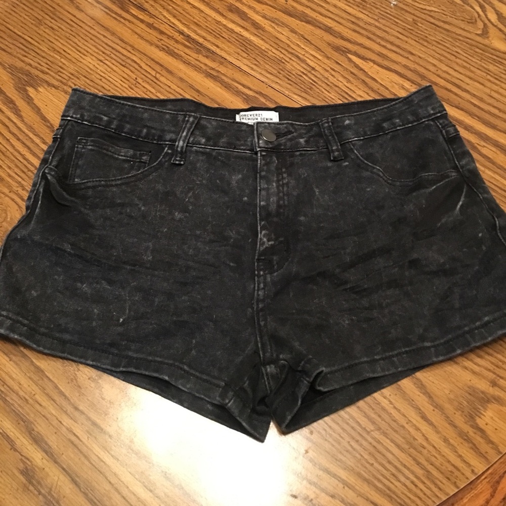 Acid Wash Black Jean Shorts