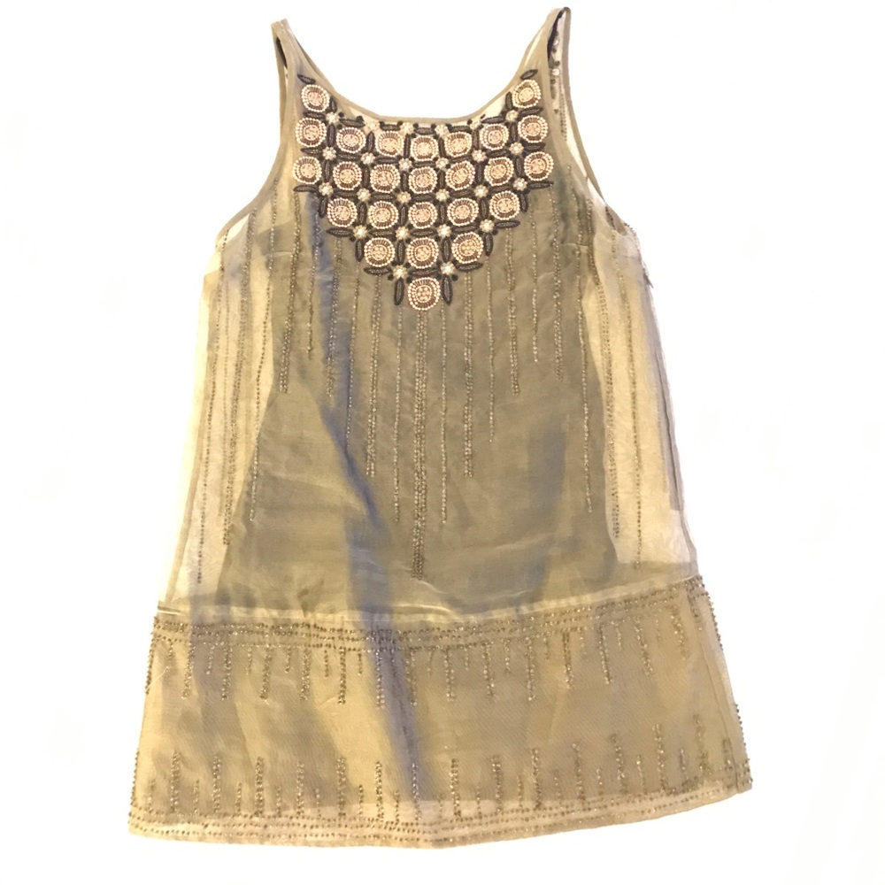 Sheer Beaded Tank Dress