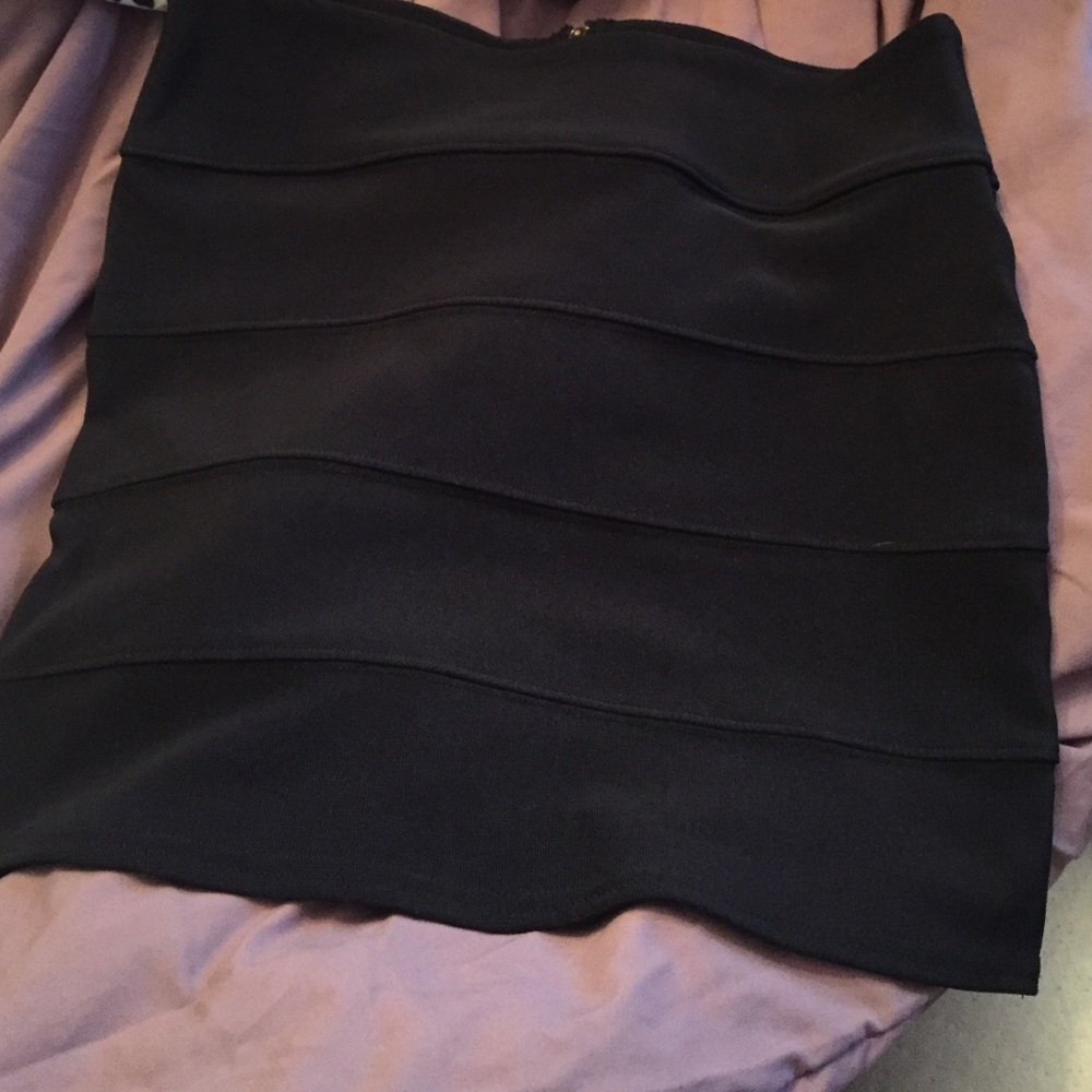 Black Mini Skirt w/ gold exposed Zipper