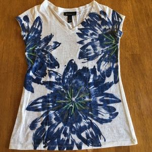 INC white shirt with blue flowers
