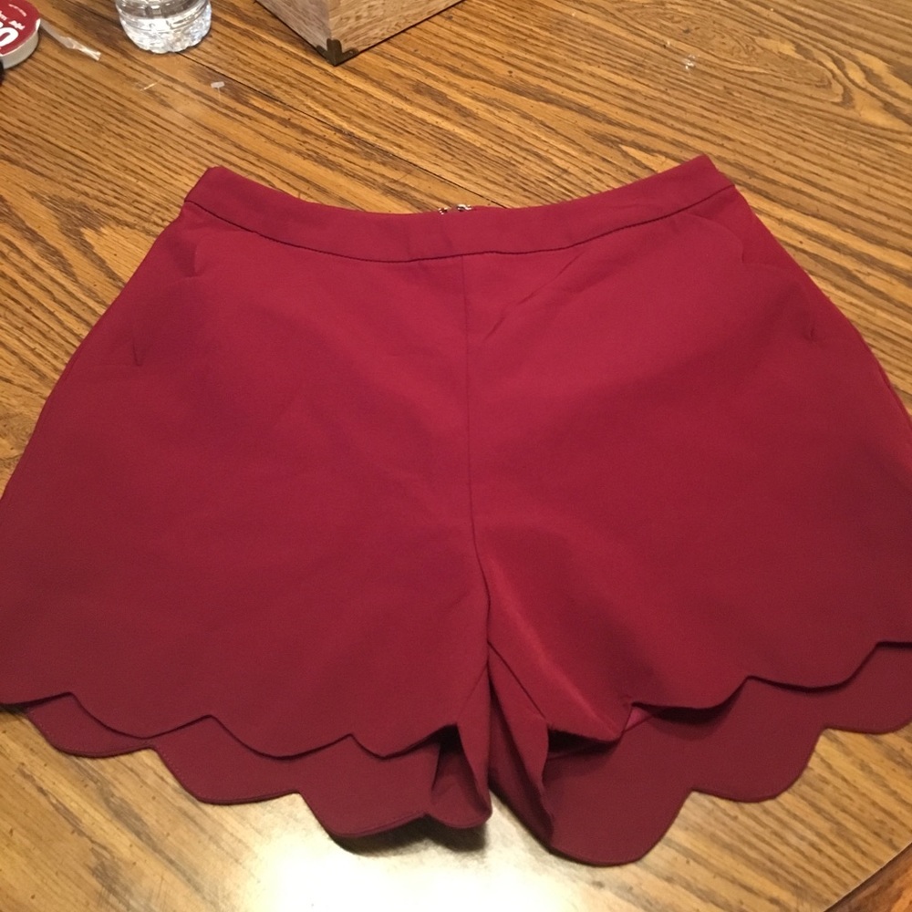 Maroon Scalloped Shorts