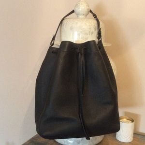 Black leather shoulder bag