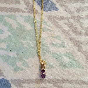 Amethyst pendant and gold chain