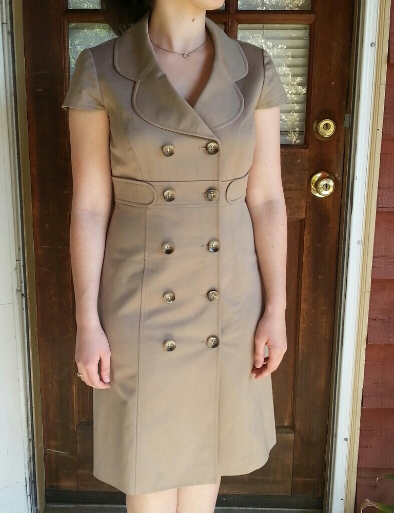 Tan midi trench dress