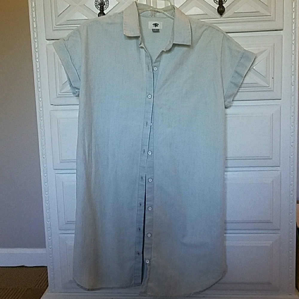 Chambray Button Up T-shirt Dress