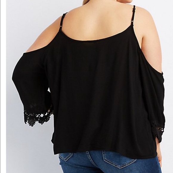 Plus sz black cold shoulder Blouse - Picture 2 of 2