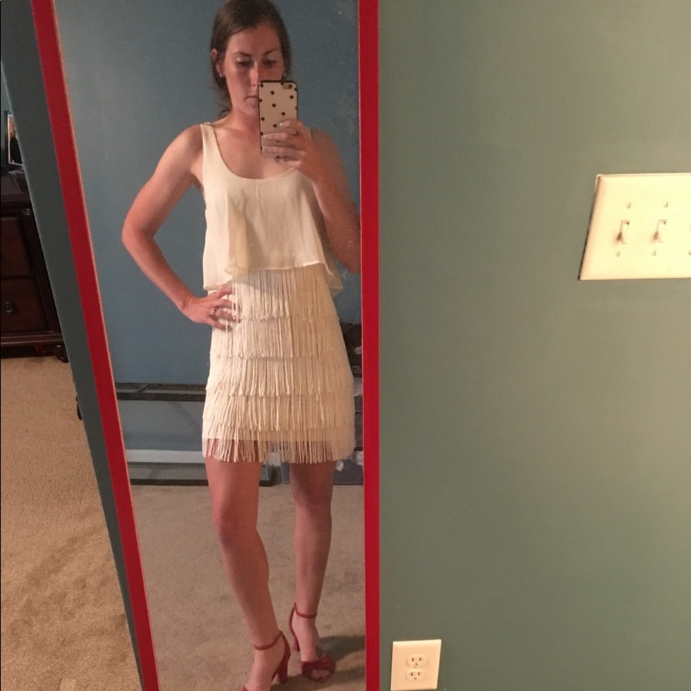 White Fringe Dress