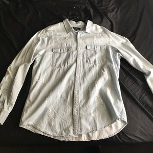 long sleeve button up jean material