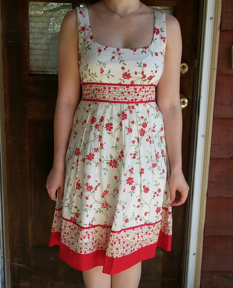 Red and pink floral sun dress