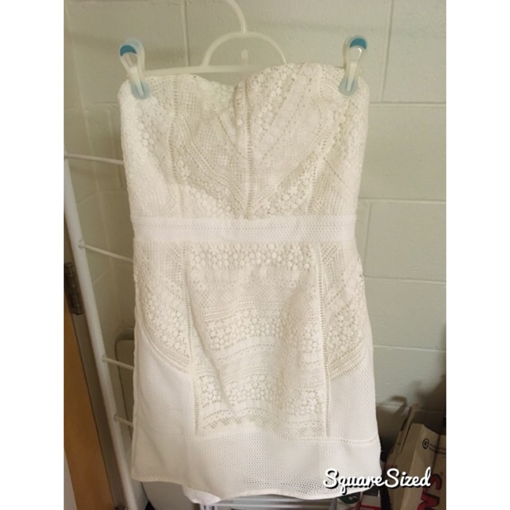UO white crocheted mini dress