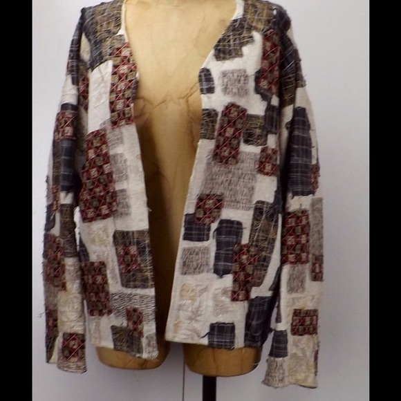 vintage patchwork jacket open coat - Picture 2 of 7