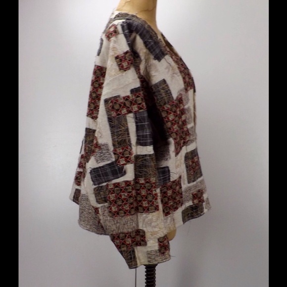 vintage patchwork jacket open coat - Picture 3 of 7