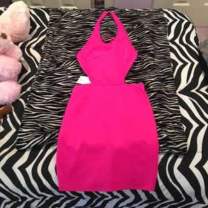 Open back, side cut out bodycon dress.