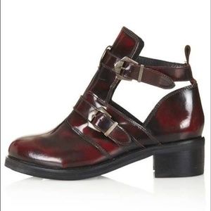 Topshop burgundy colored Katz ankle shoes