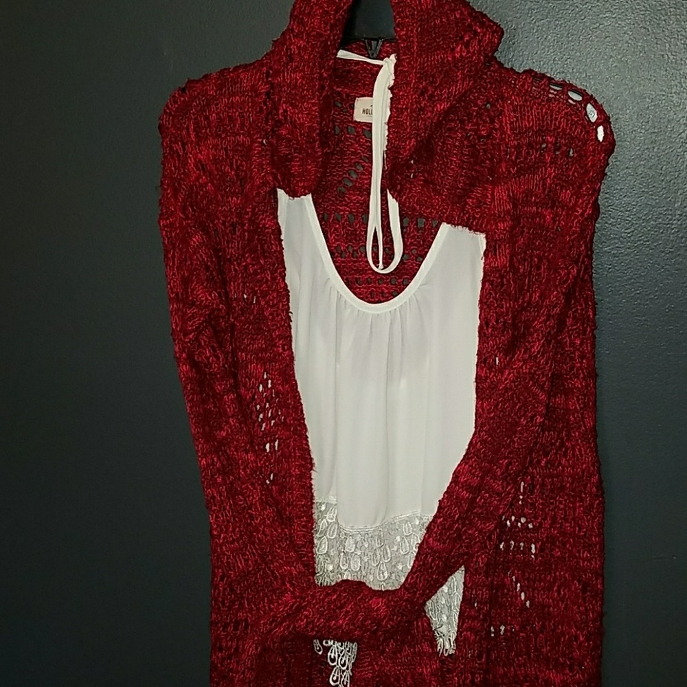 Red hood cardigan
