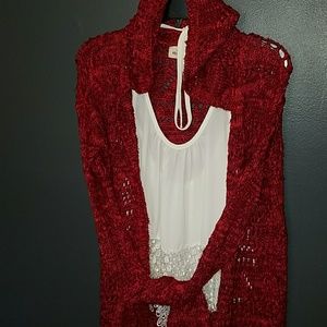 Red hood cardigan