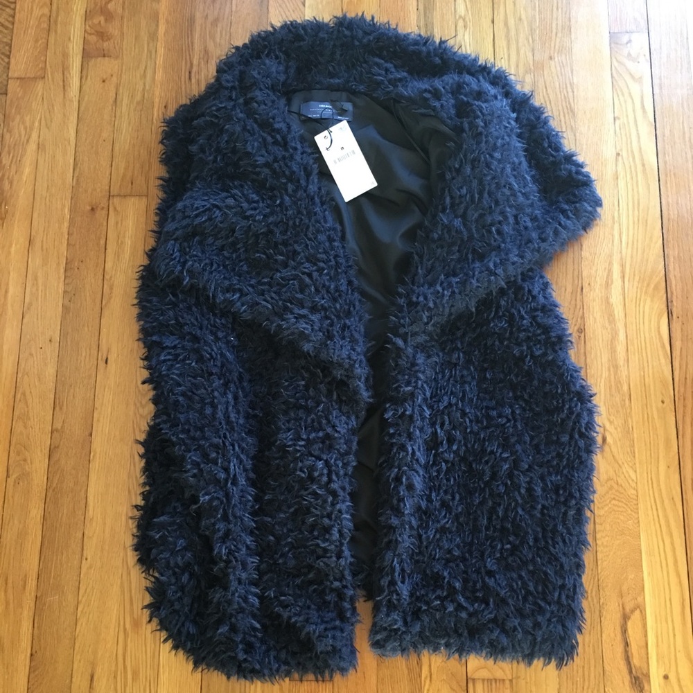 🔴Zara Faux Fur Vest Navy Blue - Large