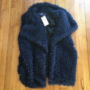 🔴Zara Faux Fur Vest Navy Blue - Large
