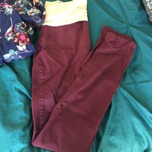 Burgundy XS Maternity Skinny Pants