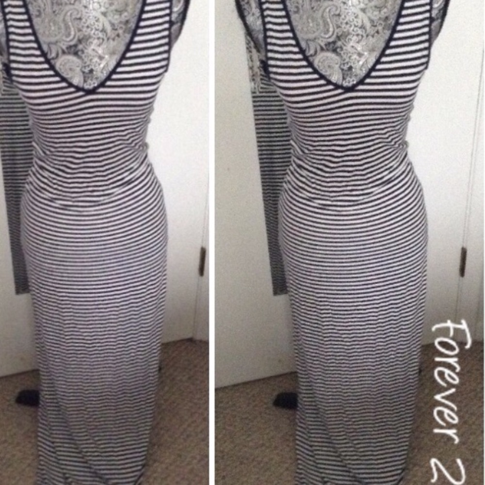 FOREVER 21 STRIPED MAXI S NWOT