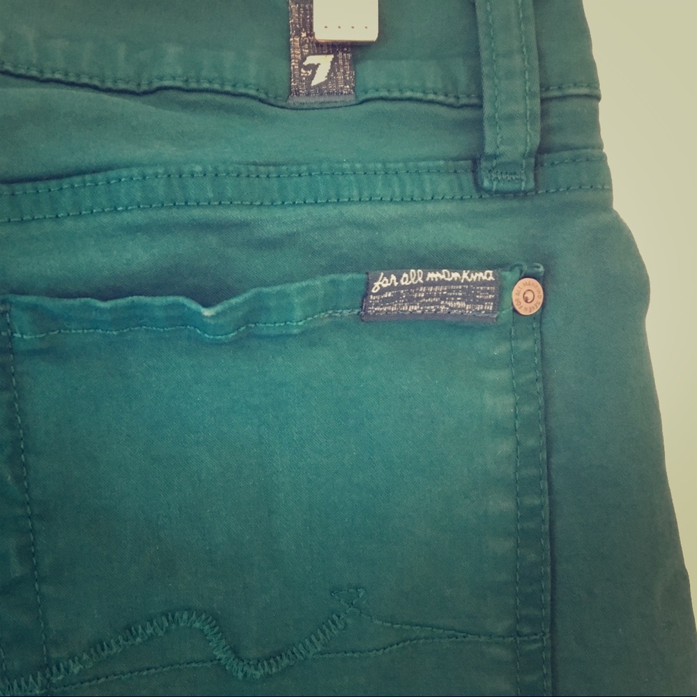 7 For all mankind green skinny jeans