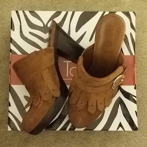 UNI suede chunky heel platform shoes/mules - Picture 1 of 2