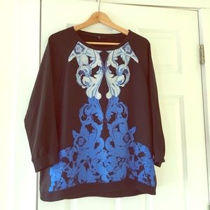 Tibi blue silk top