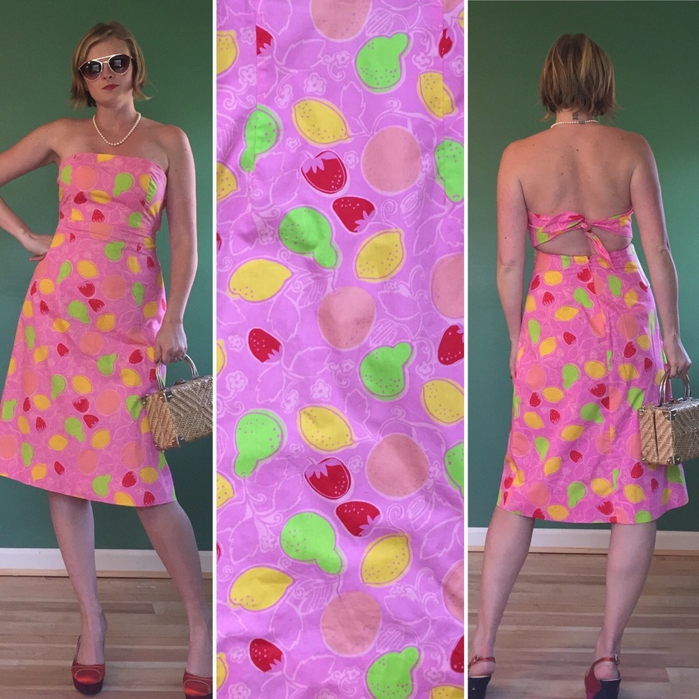 Lilly Pulitzer Marzipan Fruit Tie-Back Dress Small