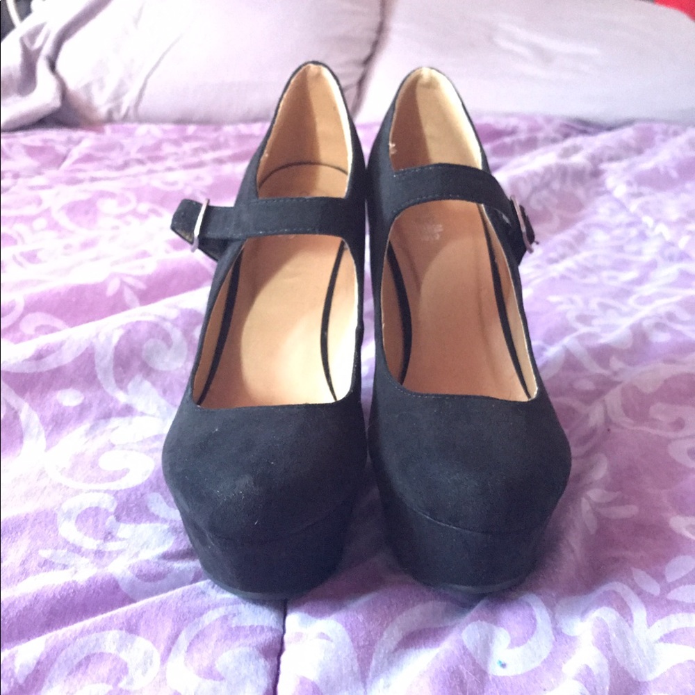 Mary Jane Suede Wedges