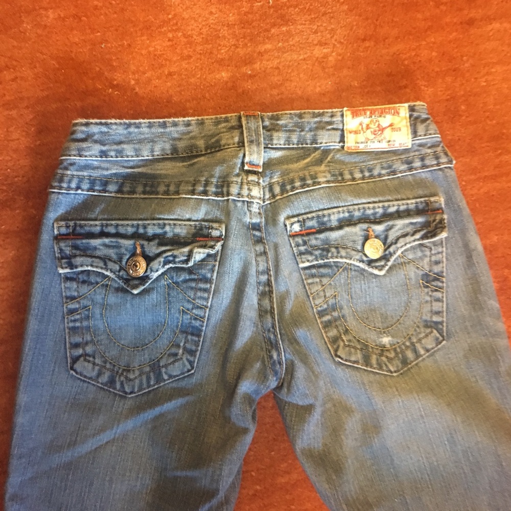 True religion faded torn flare jeans
