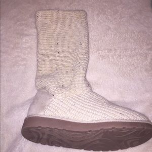 Cream Ugg like knit boots.