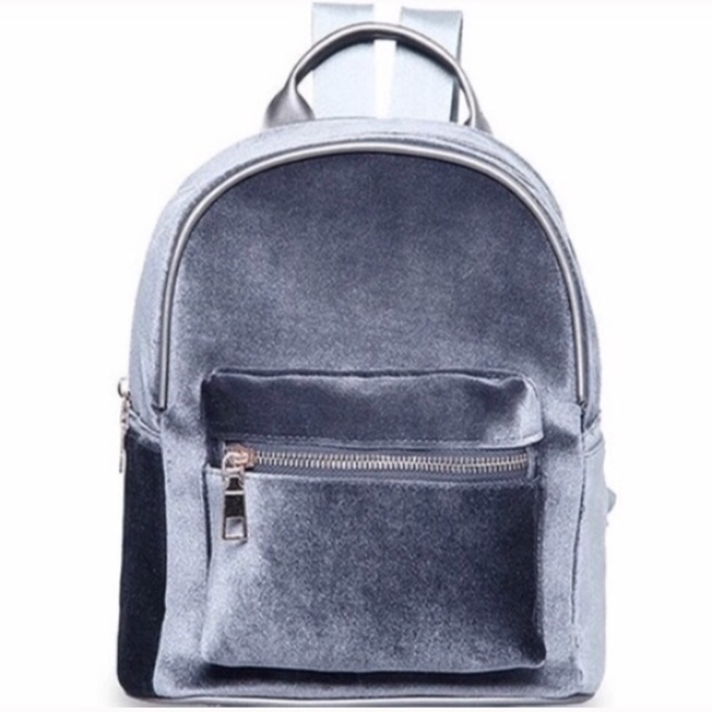 GRAY FESTIVAL MINI VELVET BACKPACK PURSE - Picture 1 of 7