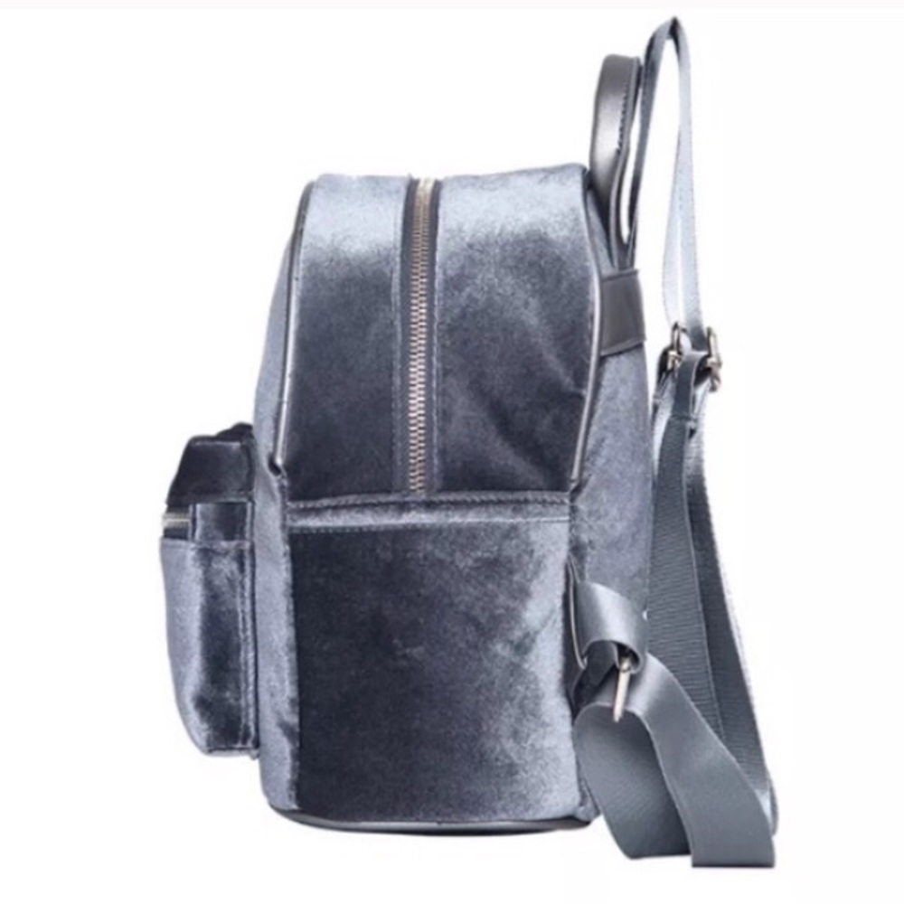 GRAY FESTIVAL MINI VELVET BACKPACK PURSE - Picture 2 of 7