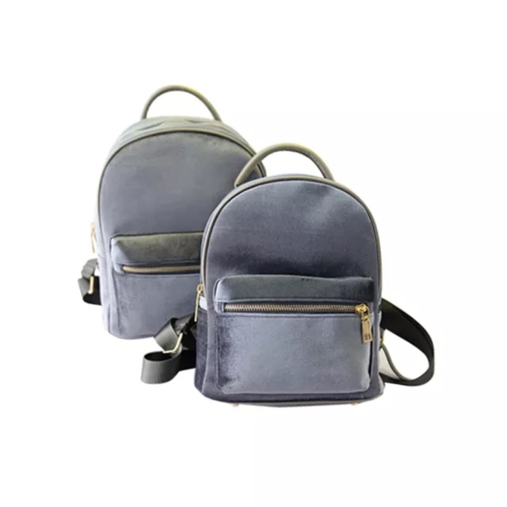 GRAY FESTIVAL MINI VELVET BACKPACK PURSE - Picture 5 of 7