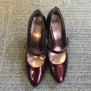 Sofft Burgundy Patent Leather Mary Jane Pumps
