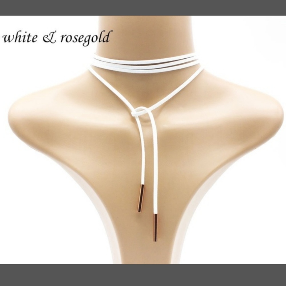 WHITE WRAP CHOKER W/ TASSELS