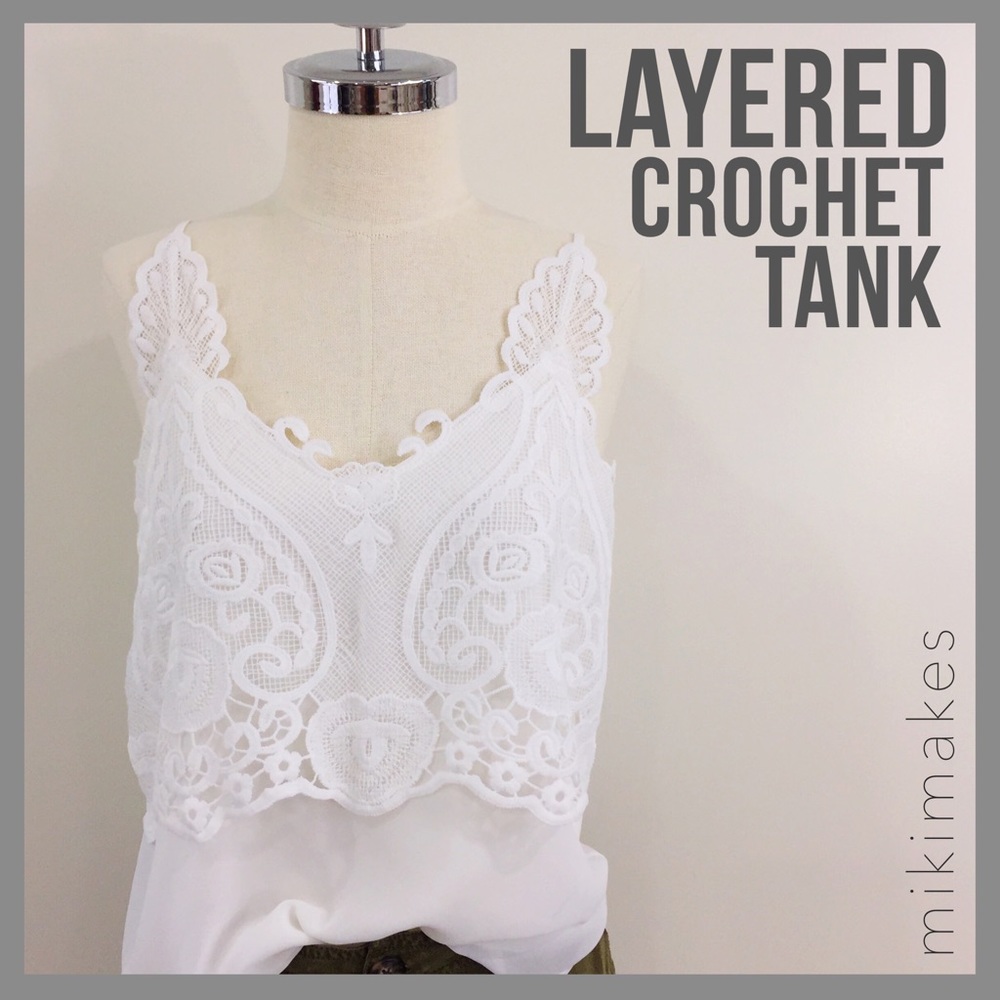 [ lemonade ] NWOT white layered crochet tank