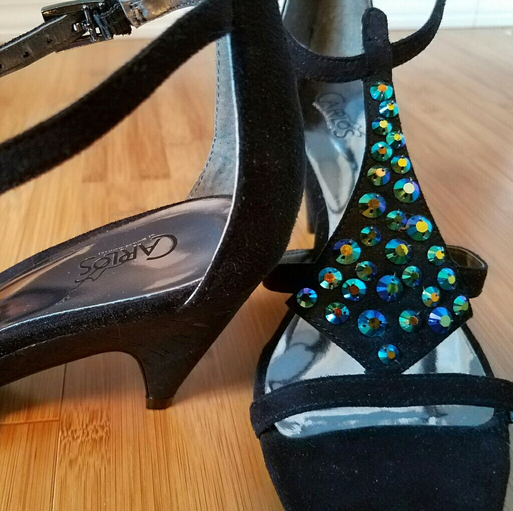 Rhinestone Strappy Dress Sandals Kitten Heel